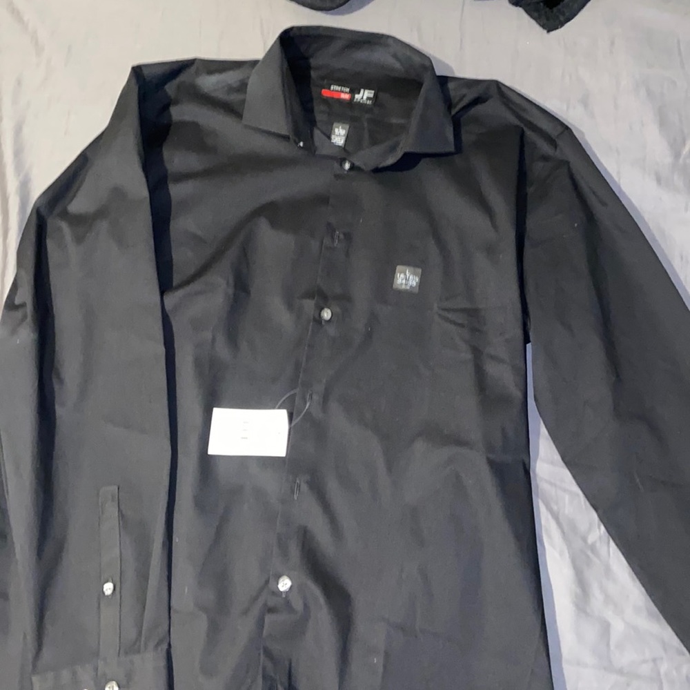 JF Black Button Up Dress Shirt Large